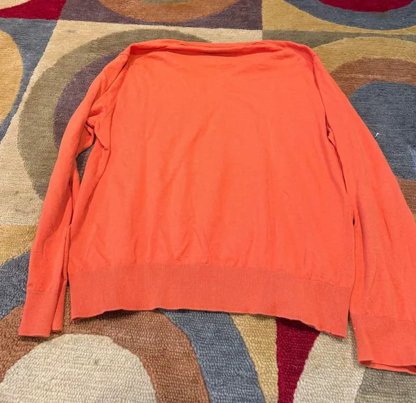 Polo Ralph Lauren Orange V Neck Sweater Preppy Cotton Cashmere Men’s Size XL - Image 4