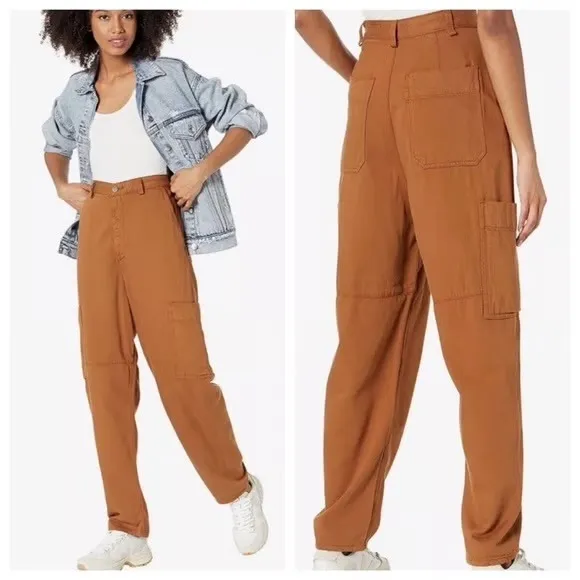 AG Adriano Goldschmied Renn Utility‎ High Rise Barrel Cargo Pants Clay 28 NWT - Image 2