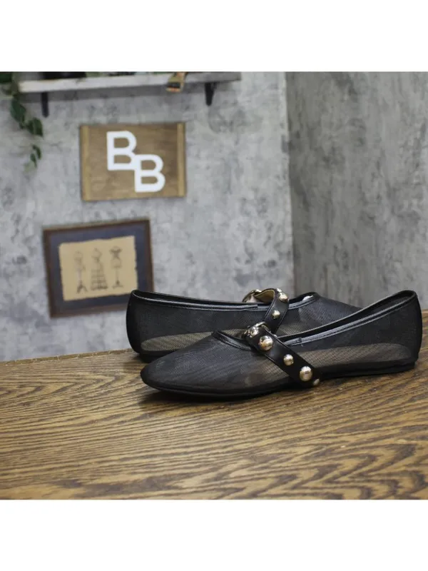 NWT Journee Collection Womens Naveah Mesh Studded Flats NAVEAH Black 8.5M - Image 12
