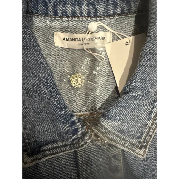 NWT Amanda Uprichard Greyson Denim Vest Rhinestone Button Sleeveless XS $180‎ - Image 4