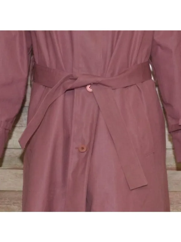 VTG London Fog Trench Coat 10 Dusty Rose Pink Detachable Hood Liner Belt USA - Image 6