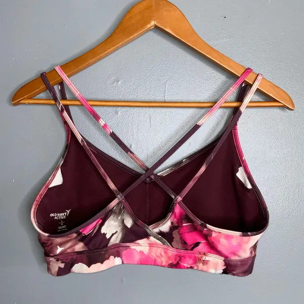 Old Navy Floral Sports Bra - Pink and Purple - Go Dry - Large - Image 3