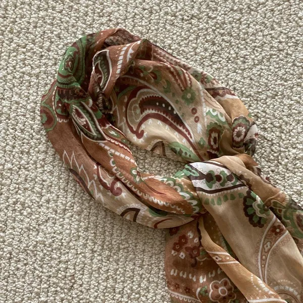 Chico’s Silken Scarf Sheer Patterned Paisley Business Professional FLAW - Image 3