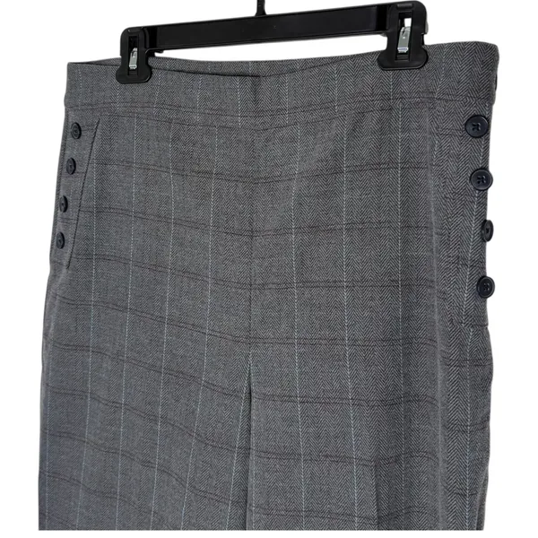 Loft High Rise Wide Leg Gray‎ Sailor Plaid Pants Womens 12 Academia Preppy Office NEW - Image 6