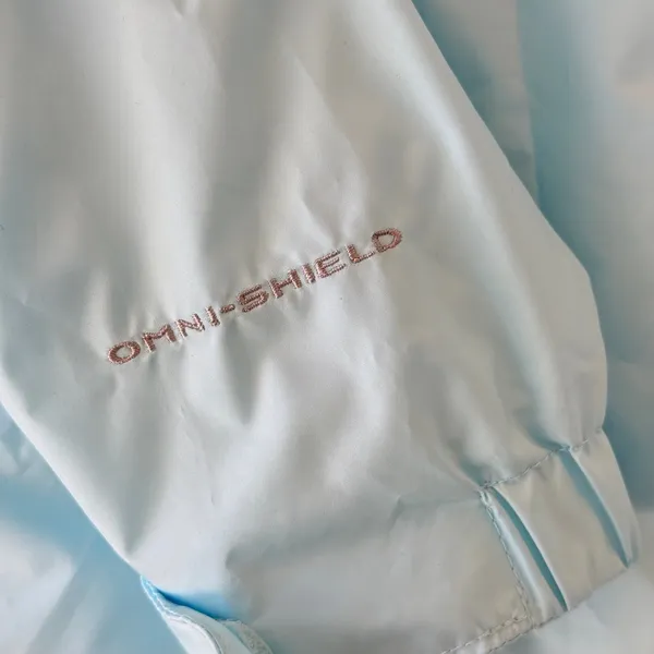 Columbia Omni-Shield Hooded Windbreaker Jacket Womens XL Blue White - Image 13