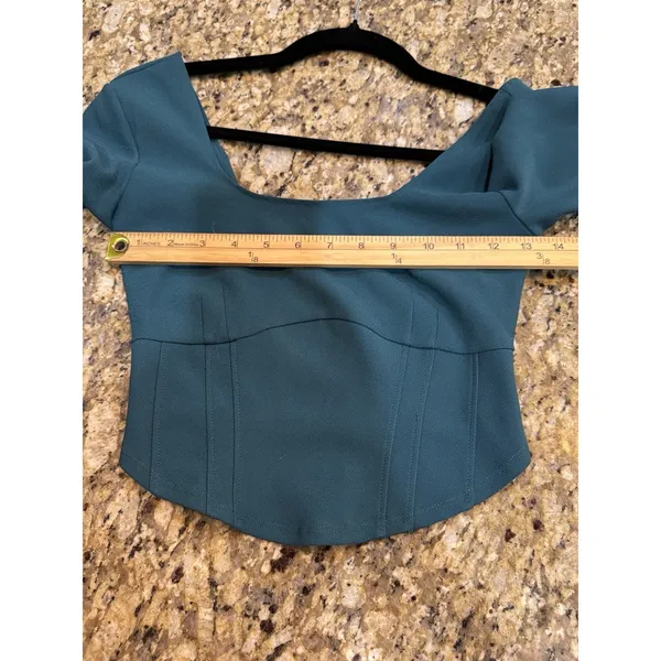 Abercrombie & Fitch Women Green Corset Long Sleeve Crop Top Square Neck Size XS - Image 6