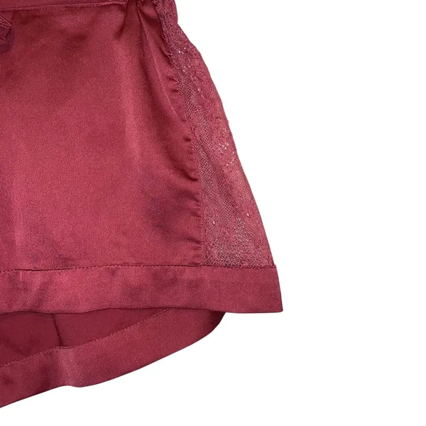 Sam Edelman Satin Lace‎ Lounge Sleep Shorts Burgundy Women’s Medium - Image 2