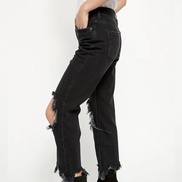 Free People Distressed Maggie Straight Cropped Jeans Women's size 28 mid rise - Image 3