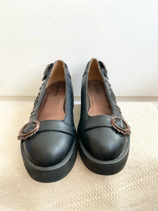 Hades KITTYHAWK BLACK PLATFORMS Steampunk Size 10 Leather - Image 3