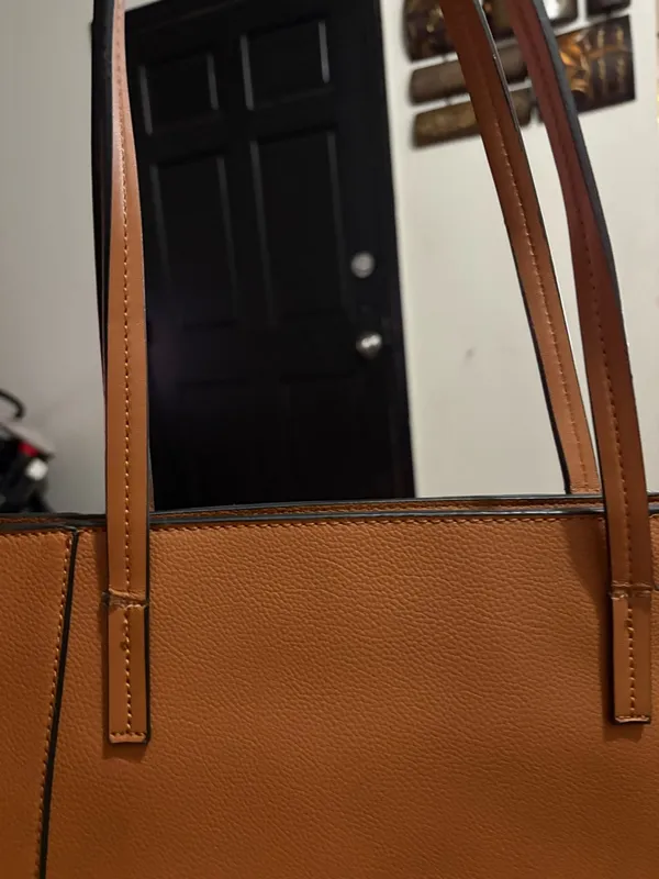 Source Unknown Tan Crossbody Tote with Gold Accents - Image 2