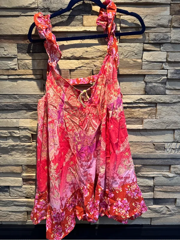 Free People Stay With Me Printed Tunic Dress Cap Sleeve Ruffle NWOT Size M - Image 3