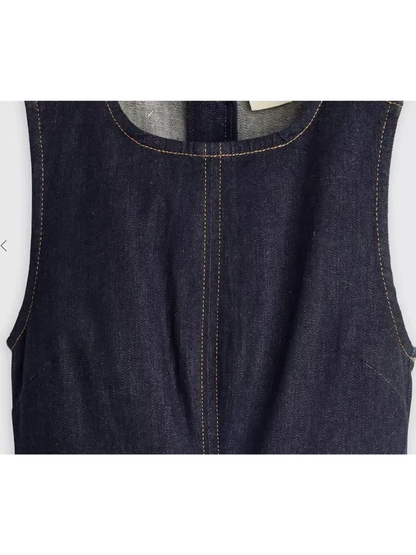 New Levi's M Denim Column Midi Dress Fem Fatale Dark Wash Size Medium - Image 5