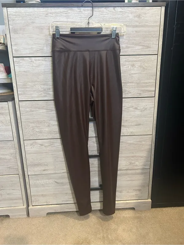 OFFLINE By Aerie ~ Real Luxe Faux Leather Legging Chocolate Brown Medium - Image 2