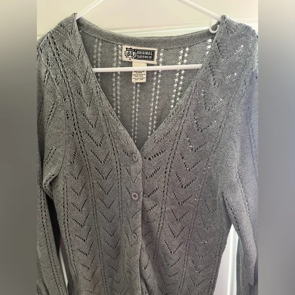 Route 66 Gray Cardigan Sweater Size M - Image 2