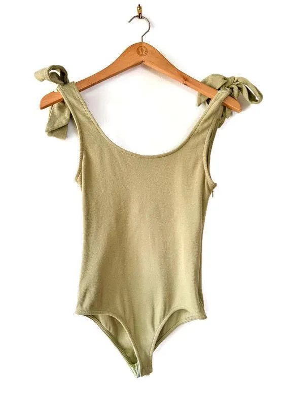 Princess Polly Sage Green Shoulder Tie Bodysuit - Image 2