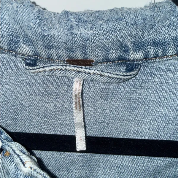 Free People Light Blue Distressed Denim Jacket - Image 6