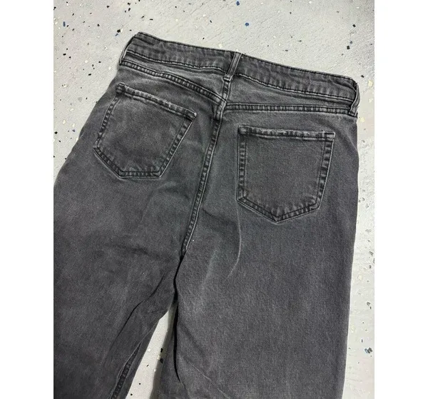 Old Navy Extra High Rise Wide Leg Distressed Black Jeans Women’s Size 10 Tall - Image 4