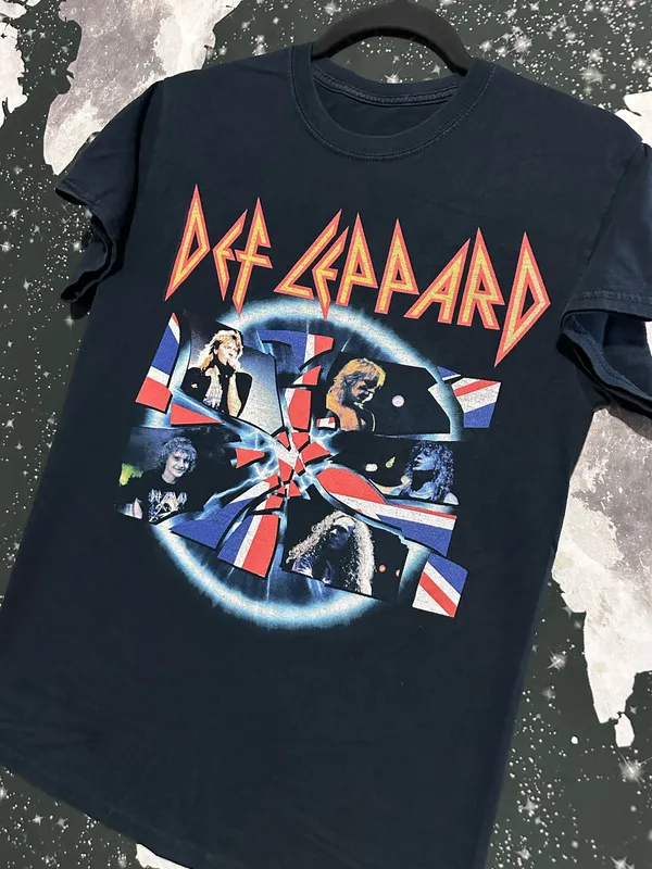 Def Leppard Rock Band Union Jack Graphic Shirt - Image 3