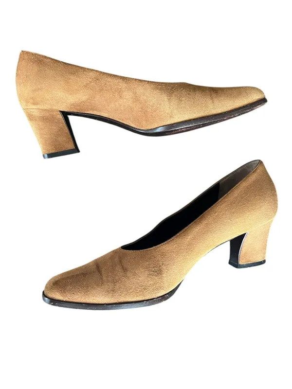 Prada Women’s Vintage Y2K Brown Suede Block Closed Toe Heels Size 37 1/2 - Image 7
