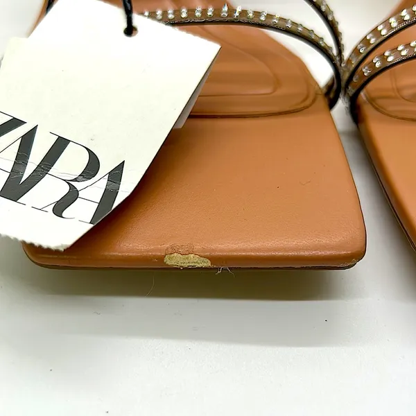 Zara Bling Jewel Tan Strappy High Heels EUC Size 40/USA Size 9 🔥🔥 - Image 6