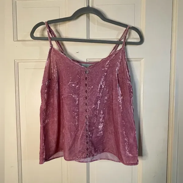 Anthropologie MAEVE Rosy Scallops Velvet Cami X-Small Embroidered Camisole - Image 8