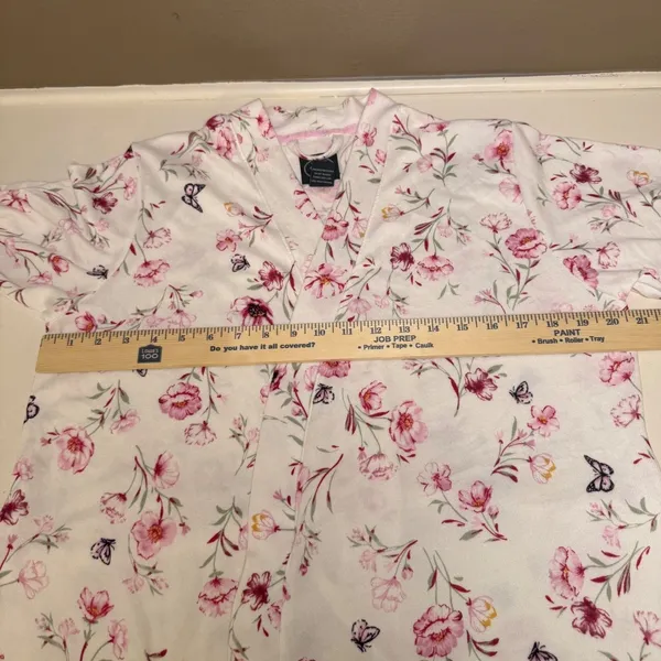 Laura Ashley Womens Pink‎ Floral Butterfly Print Robe White Small 3007-S1 - Image 5