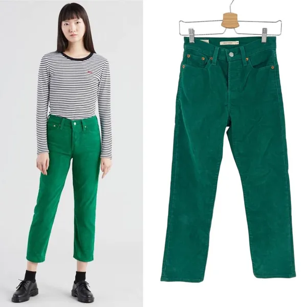 Levi's Wedgie Straight Fit Corduroy‎ Pants Green Size 24 - Image 2