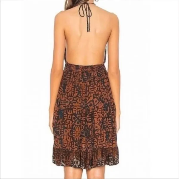 Free People Beach Day Open Back Halter Mini Dress In Black Medium - Image 3