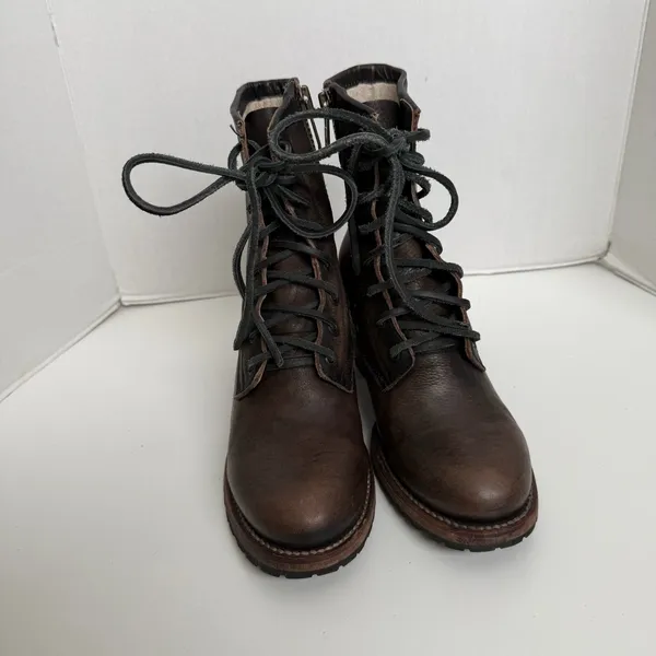 Freebird Cavalier Boots Combat Leather Lace Up Lugged Boho Western Brown Green - Image 3