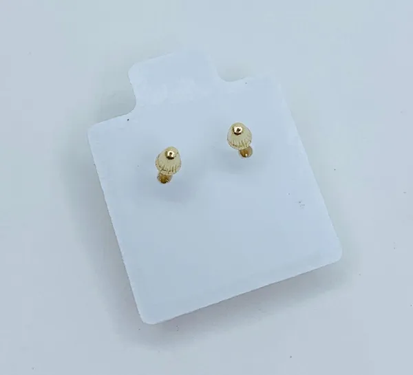 Real 14k Gold Studs Earrings White Heart - Image 3