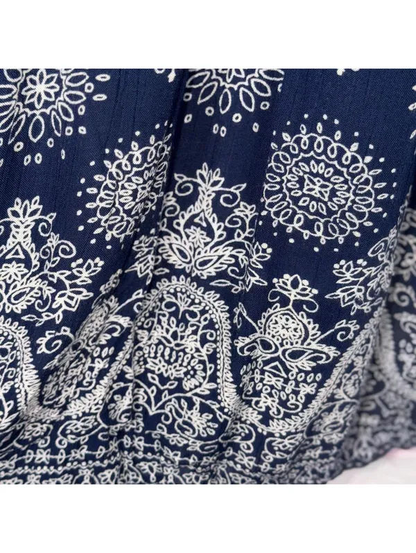 Angie Women's Boho Navy Blue Printed Medium Dress - Image 5