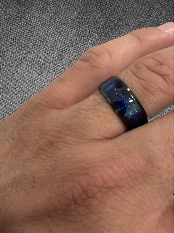 Blue Galaxy Glitter Inlay Band Ring Size 8 - Unisex - Image 2