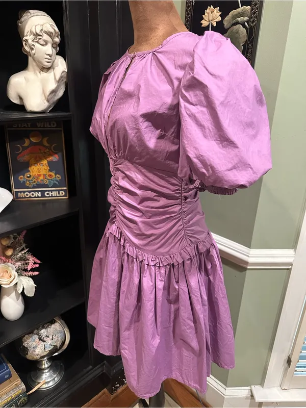 Karlie Purple Poplin Cinch‑Waist Dress – Size Medium - Image 8