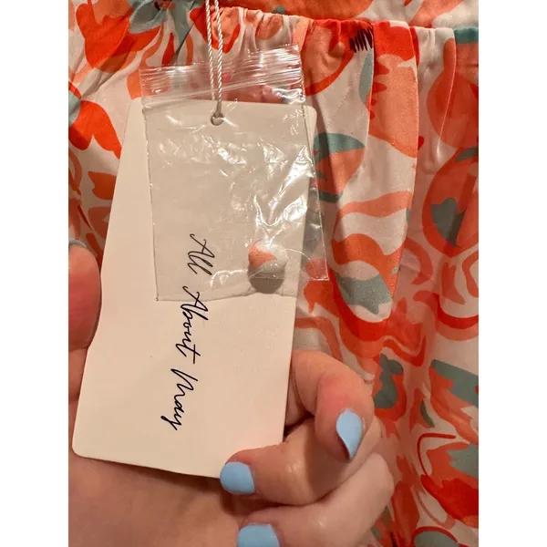 NWT All About May Orange Floral Halter‎ Midi Dress Size US 2 Vacation Open Back - Image 6