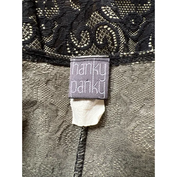 Vintage Hanky‎ Panky Black Lace Overlay Top Size Small Coquette Fairy Milkmaid - Image 5
