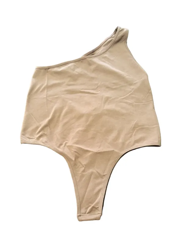 Free People One Shoulder Bodysuit Women's Size M Seamless No Excuse Brown NWT - Image 2