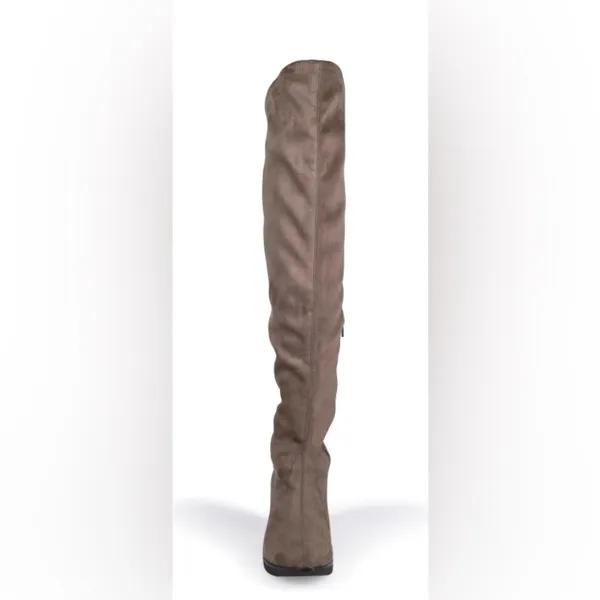 BAMBOO Over the Knee or Below the Knee Taupe Tan Faux Suede Boots. - Image 5