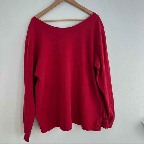 Carhartt red long-sleeve off the shoulder T-shirt - Image 6