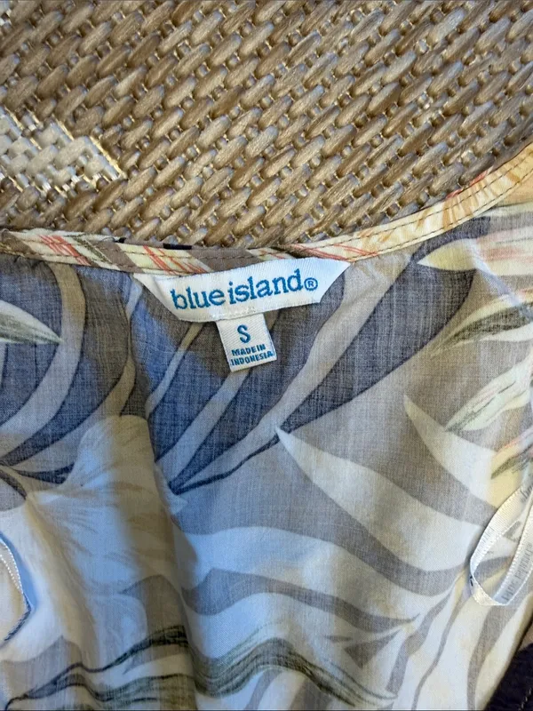 blue island Beige Multi Floral Tie-Front Tiered Tunic bathing suit cover up - Image 2