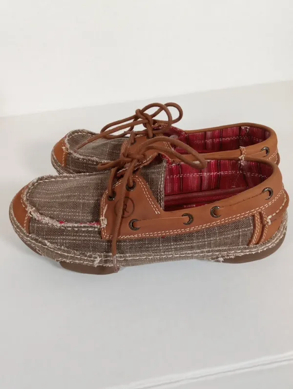 Tony Lama Womens Blum Lace Brown Contrast Loafers Canvas Western Ranch 8.5 - Image 4