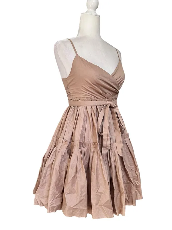 Vintage “Nelli USA” 100% Cotton Mini Dress in Taupe - Image 3