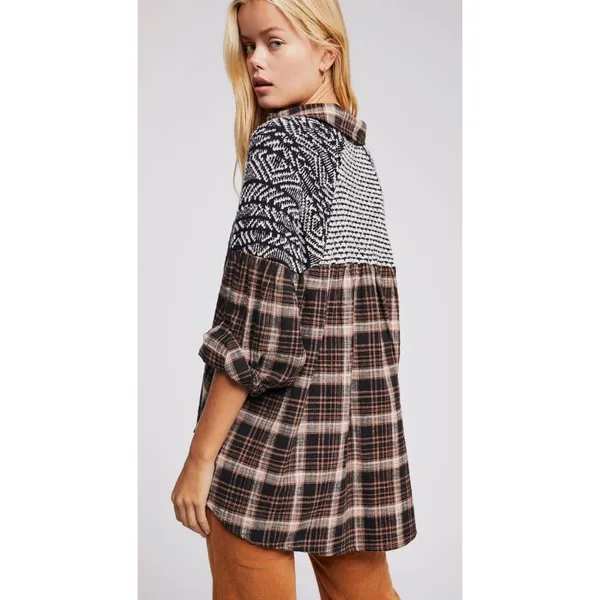 Free People Fireside Nights Plaid Button Down Shirt XS‎ - Image 7