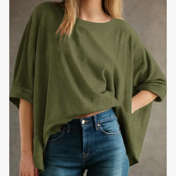 Olive Green Classic Women's oversized Top large - Image 4