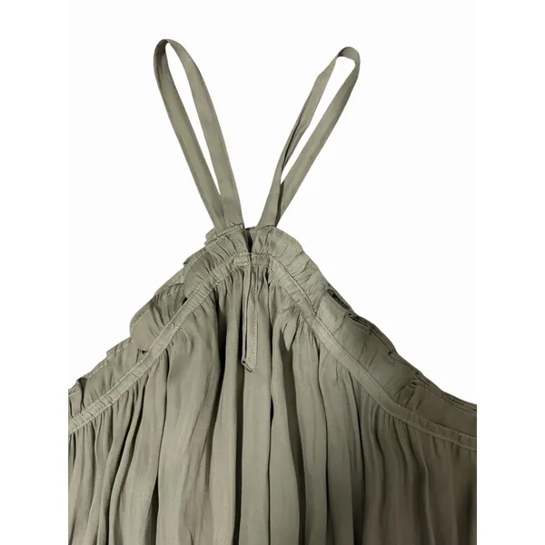 Miou Muse Halter Neck Ruffle Dress Khaki Green Women's Size‎ Medium - Image 9