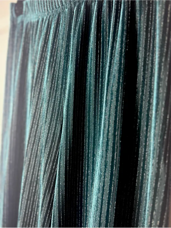 House of Harlow 1960 Teal Green Velvet Striped Wide Leg Pants Small Stretch - Image 4