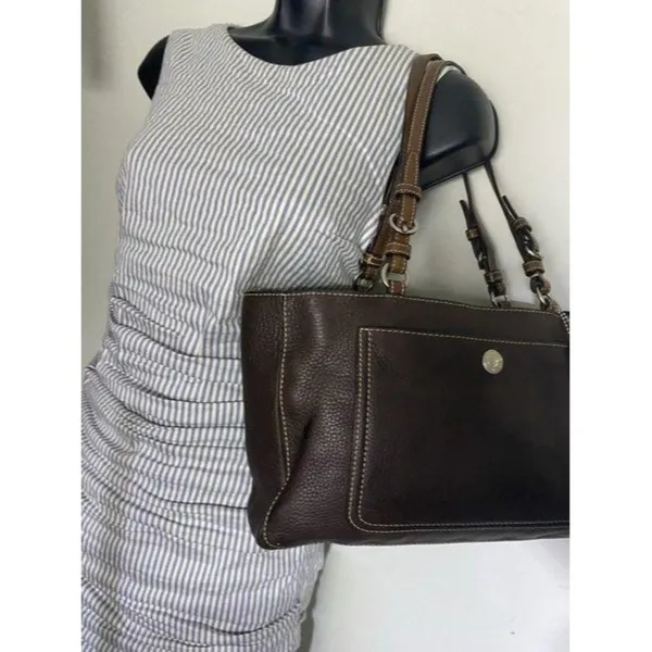 coach medium bag handbag brown leather shoulder ba - Image 7