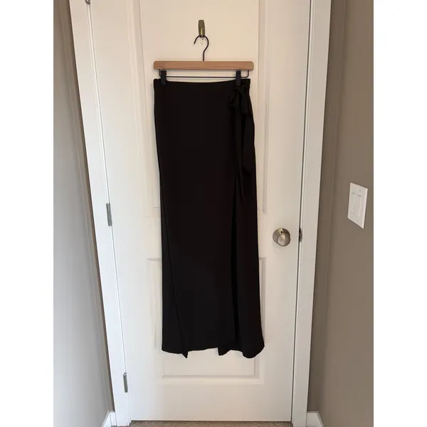 Halara Black High Waisted Side Tie Wrap 2-in-1 Maxi Skirt Wide Leg Pants Size S - Image 3