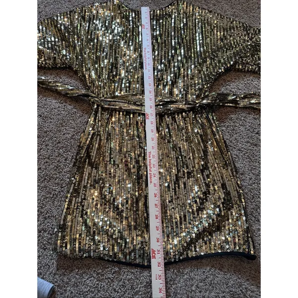 Celebrity Fashion Sequin Dress By Hera Collection Sz S Gold Holiday Party NWT - Image 8