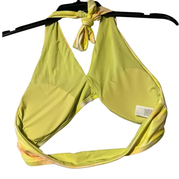 Aerie Crossover Keyhole Halter Bikini Top Women's L Vibrant Mint Yellow‎ Swim - Image 6