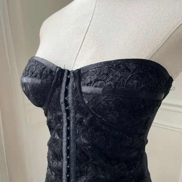 Kookai Black Satin Jacquard Bustier Top Mon Wife $100 S M - Image 9